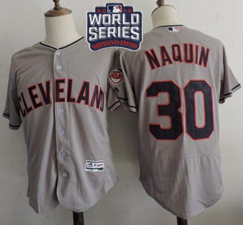 Indians #30 Tyler Naquin Grey Flexbase Authentic Collection 2016 World Series Bound Stitched MLB Jersey